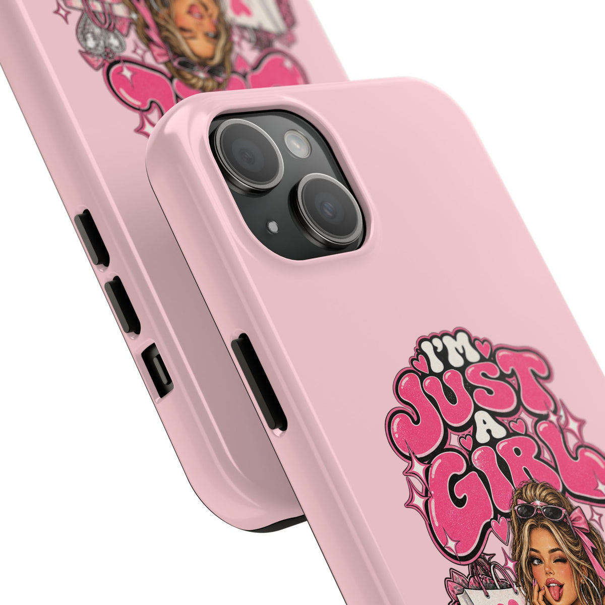 Pink "I'm Just a Girl" Tough Phone Case — Cute Girl Aesthetic Protective iPhone Cover