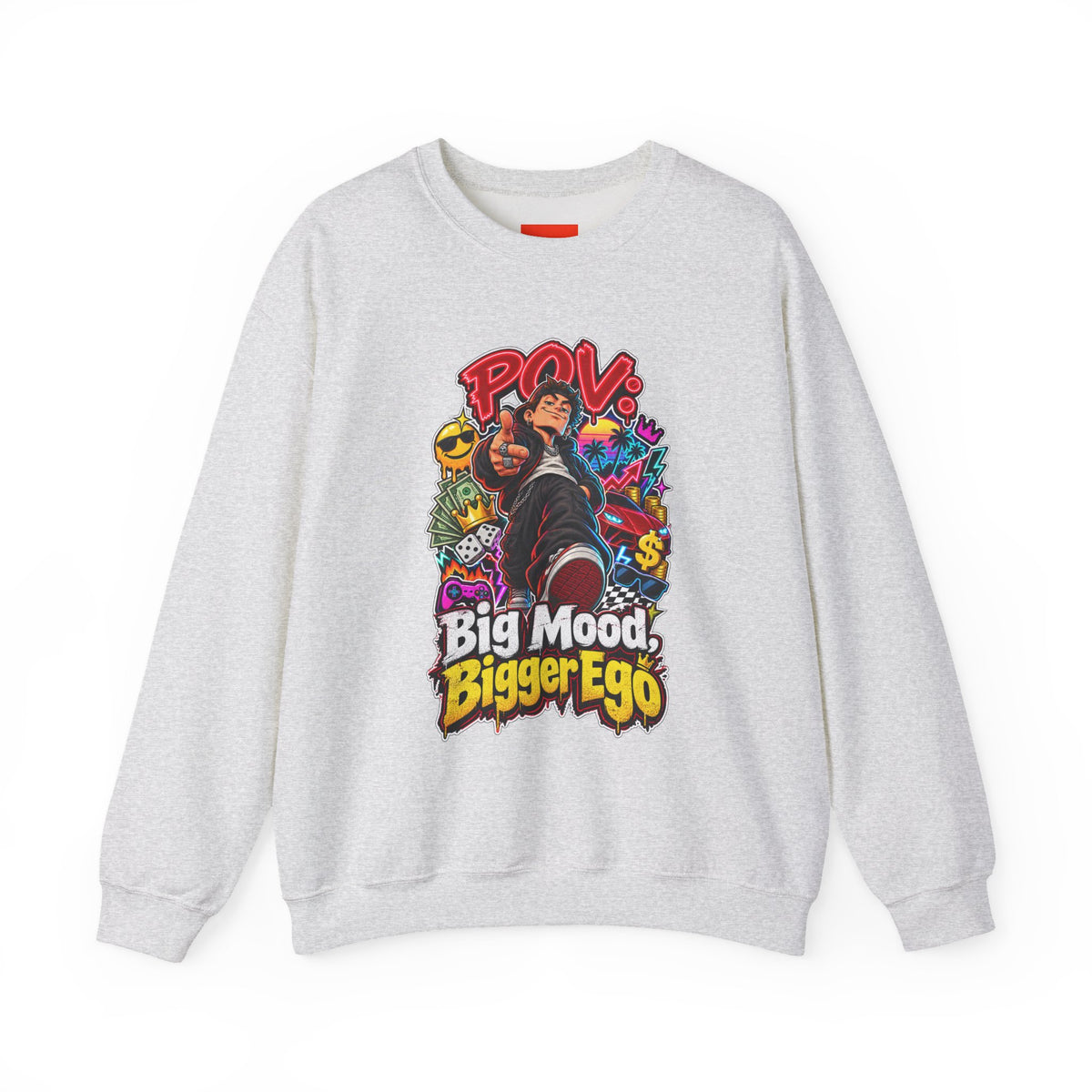 Big Mood, Bigger Ego Funny 80s Neon Sweatshirt