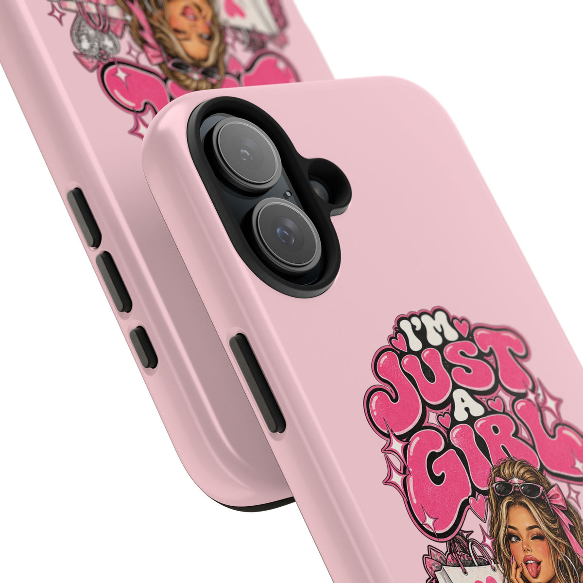 Pink "I'm Just a Girl" Tough Phone Case — Cute Girl Aesthetic Protective iPhone Cover