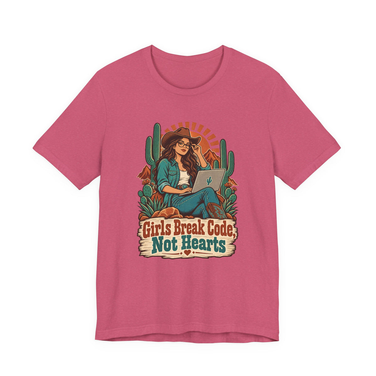 Girls Break Code, Not Hearts Funny Programmer T-Shirt