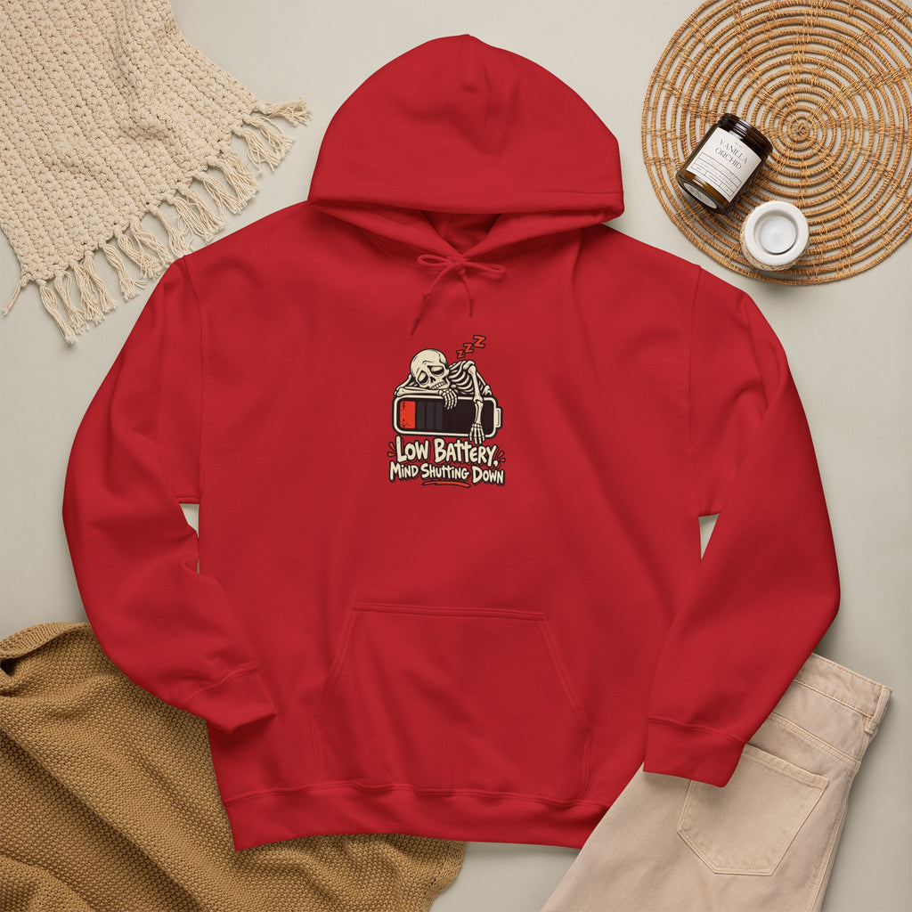 Low Battery, Mind Shutting Down Funny Self-Deprecating Hoodie