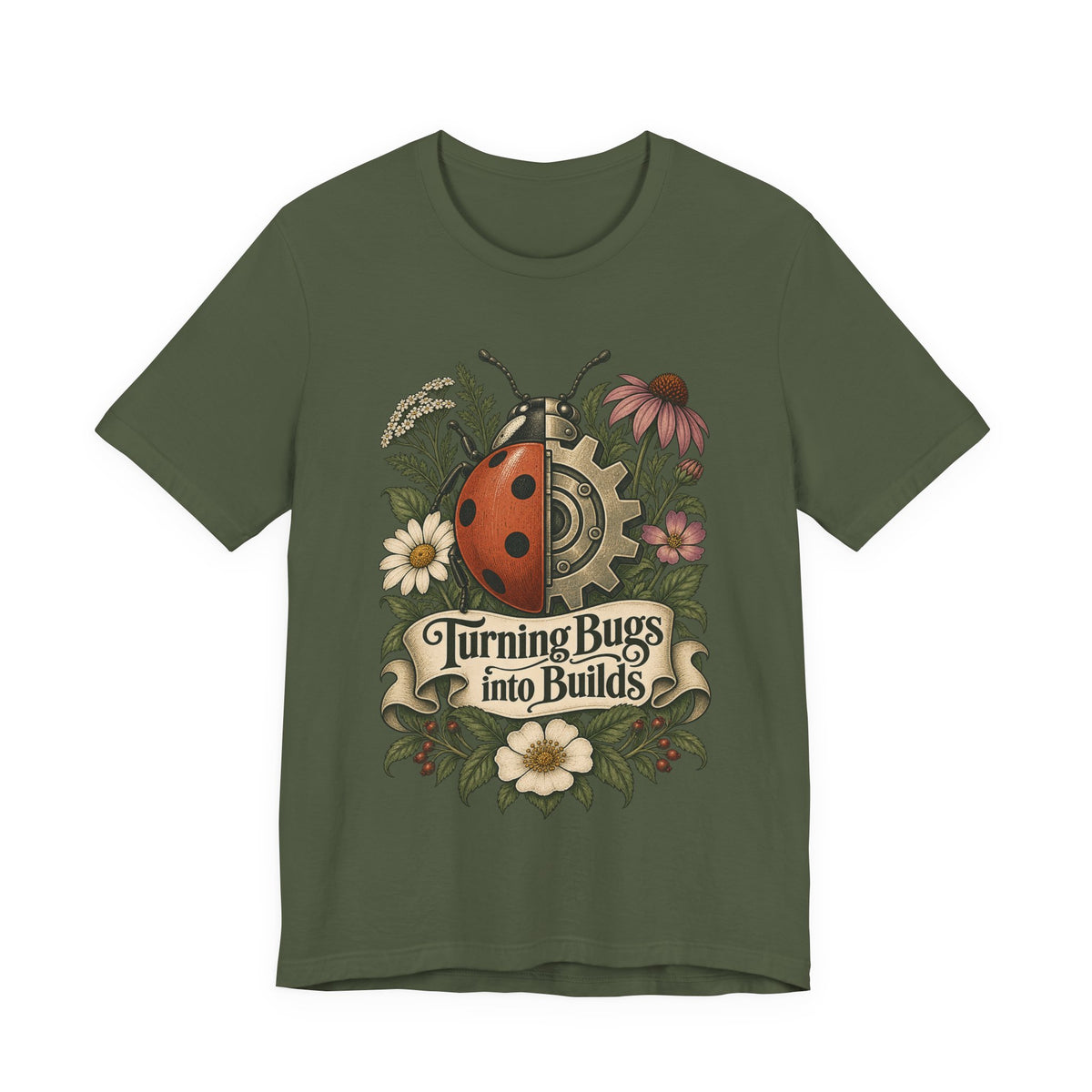 Turning Bugs into Builds Funny Programmer T-Shirt