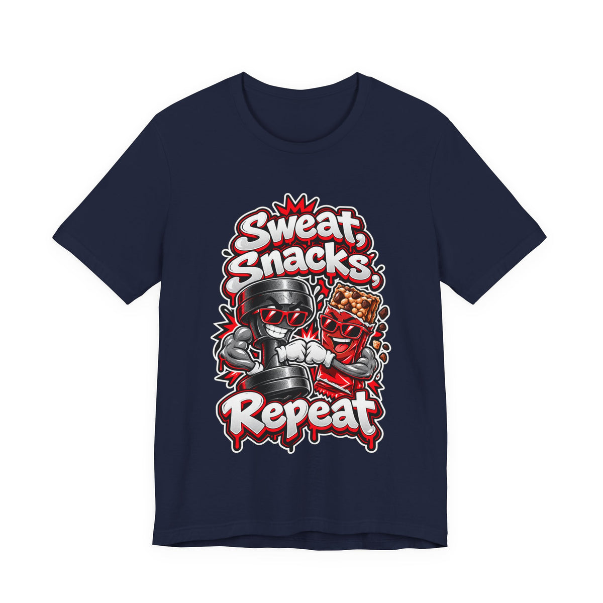 Sweat, Snacks, Repeat Funny Fitness T-Shirt