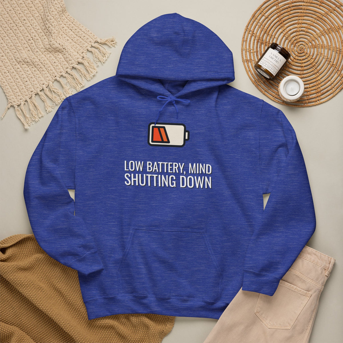 Low Battery, Mind Shutting Down Funny Self-Deprecating Hoodie