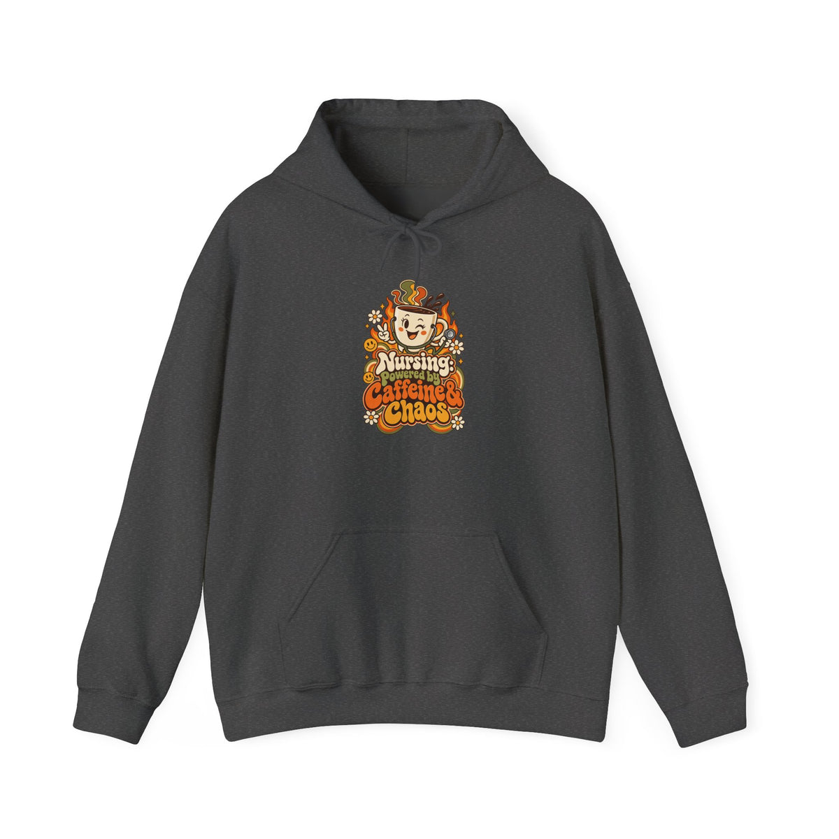 Nursing: Powered by Caffeine & Chaos Funny Nurse Hoodie