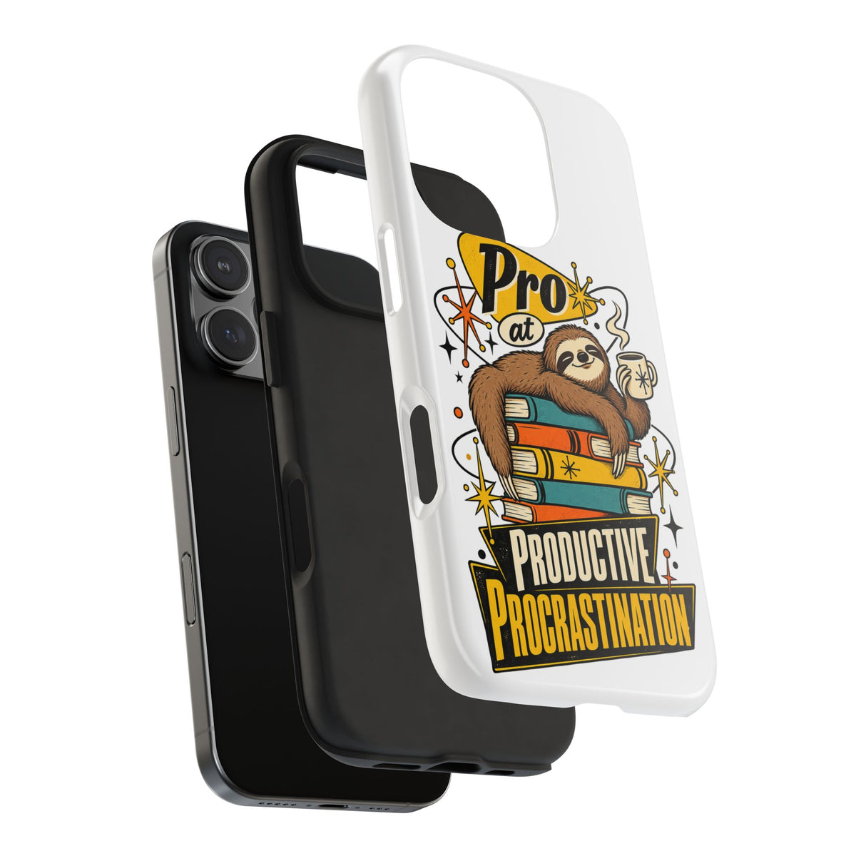 Productive Procrastination Tough Phone Case — Sloth on Books "Pro at Productive Procrastination"