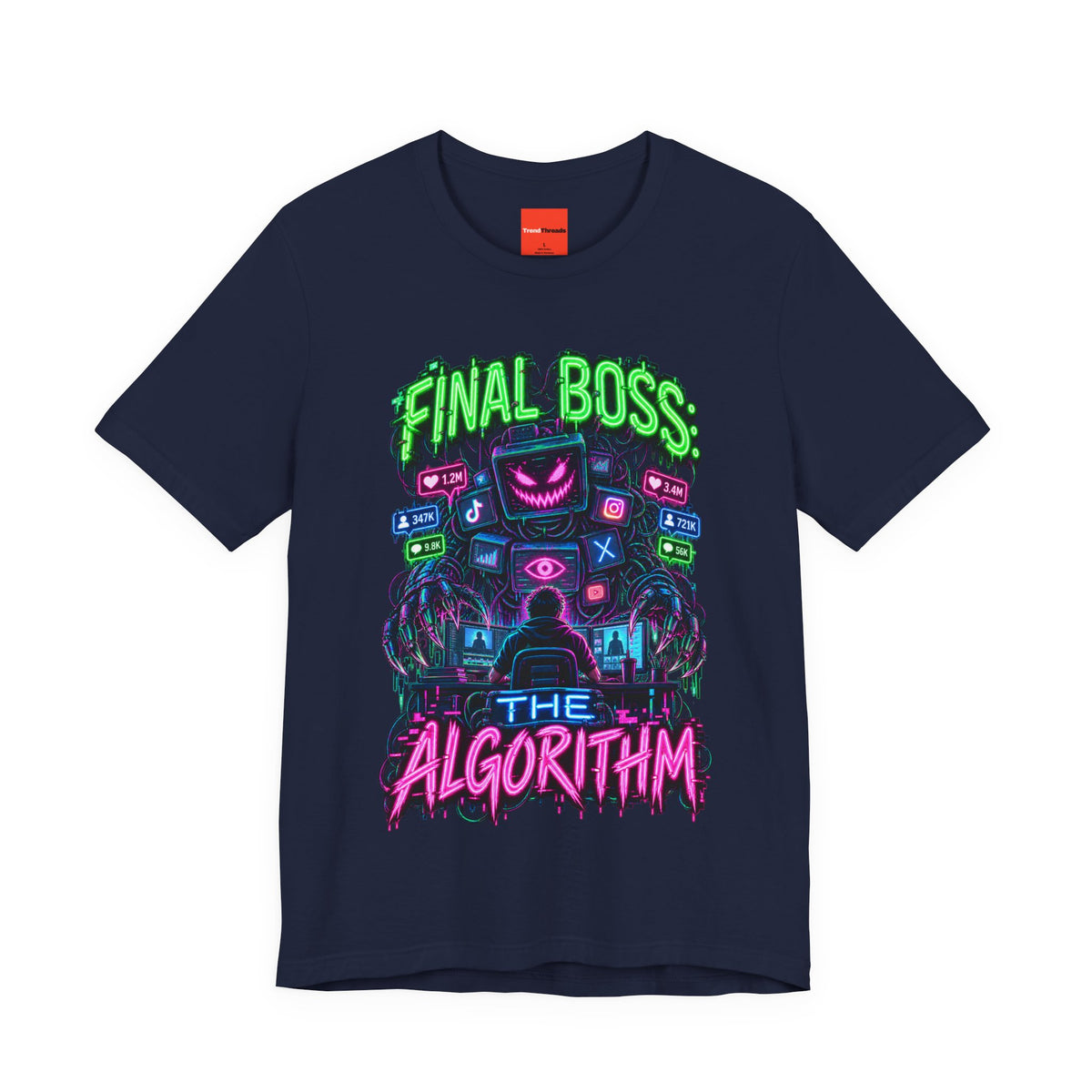 FINAL BOSS: THE ALGORITHM Funny 80s Neon T-Shirt