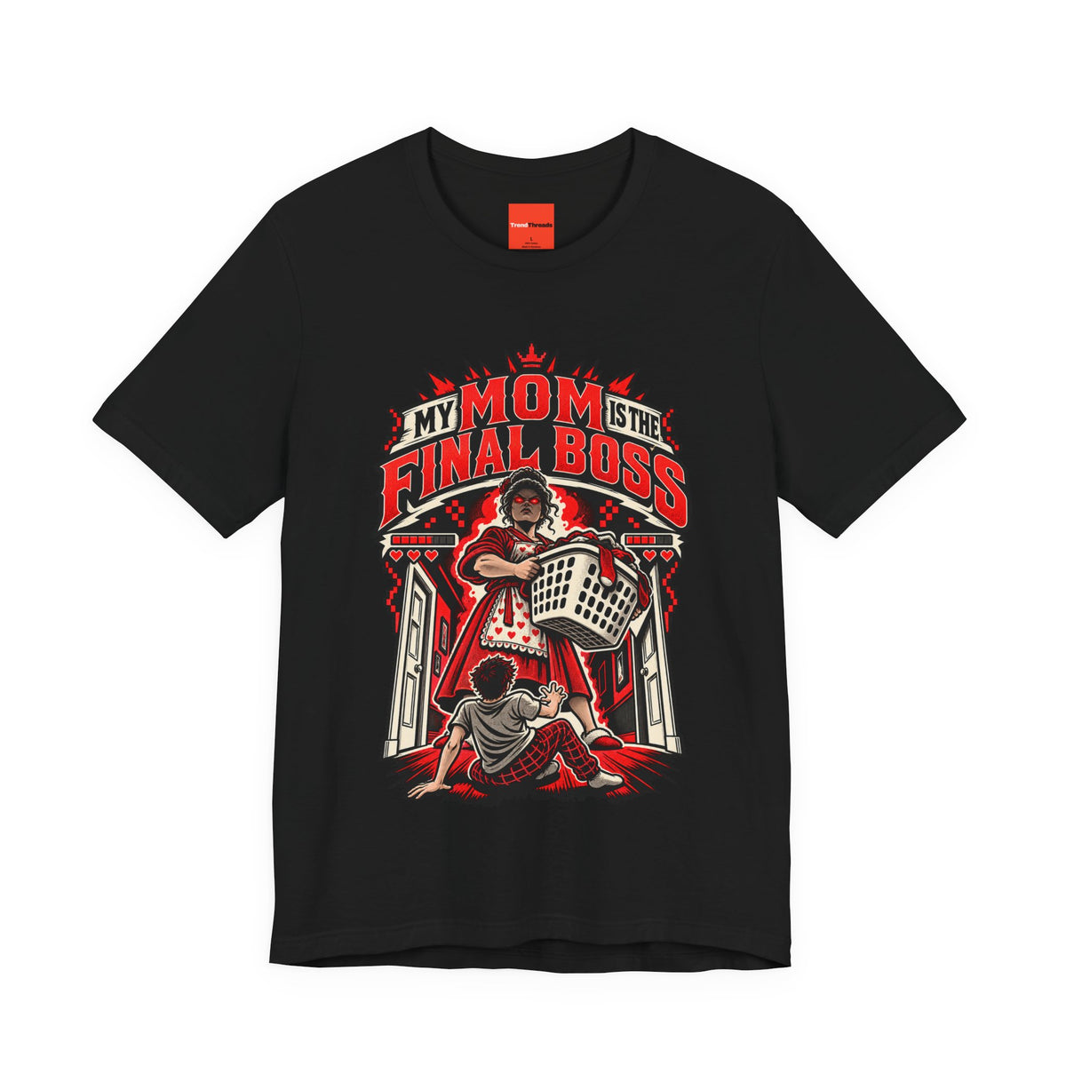 MY MOM IS THE FINAL BOSS Funny Retro Vintage T-Shirt