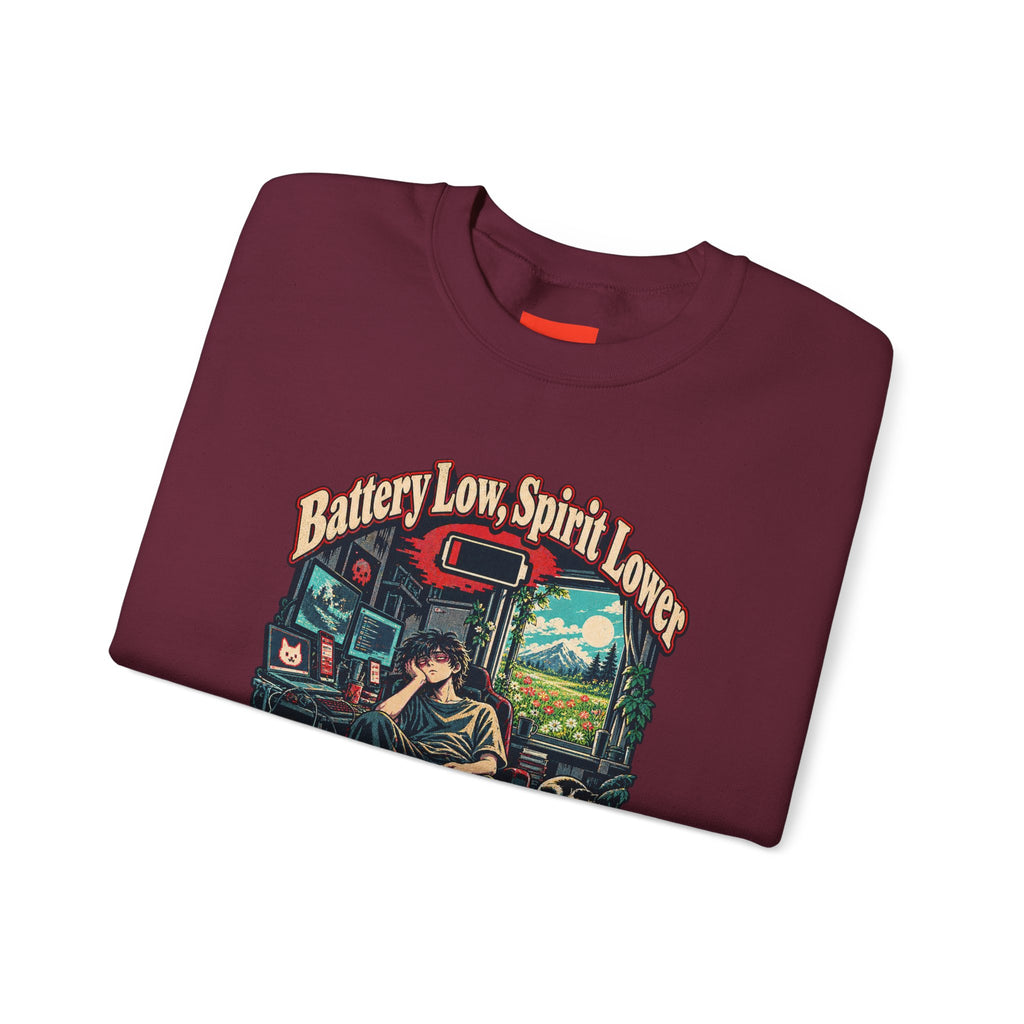 Battery Low, Spirit Lower Funny Self-Deprecating Sweatshirt