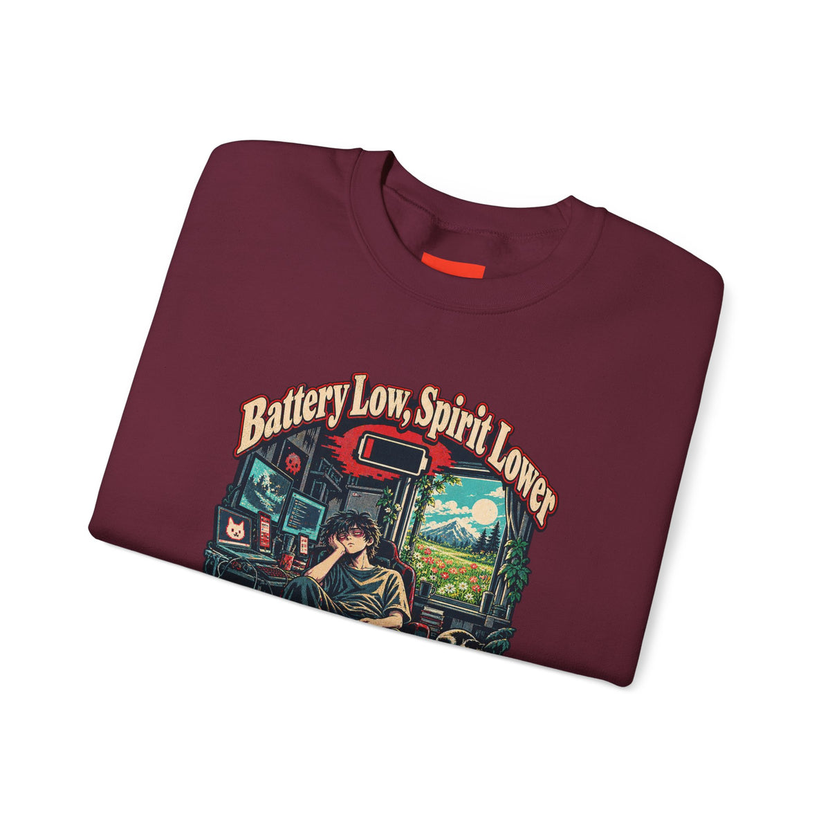Battery Low, Spirit Lower Funny Self-Deprecating Sweatshirt