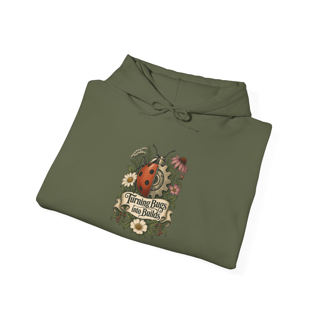 Turning Bugs into Builds Funny Programmer Hoodie