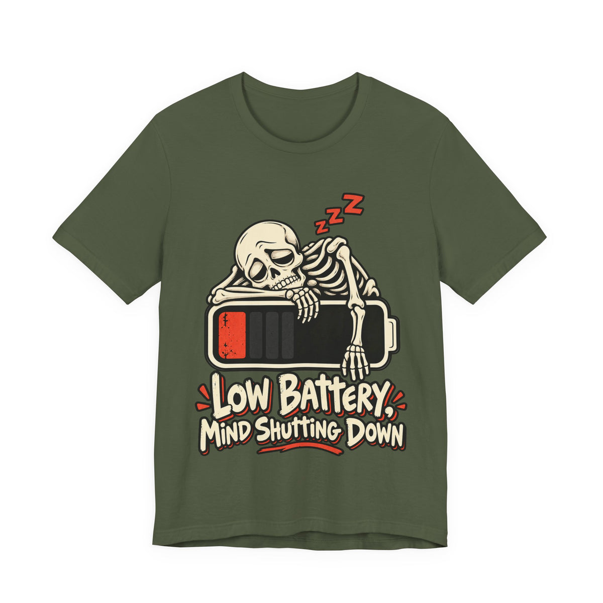 Low Battery, Mind Shutting Down Funny Self-Deprecating T-Shirt