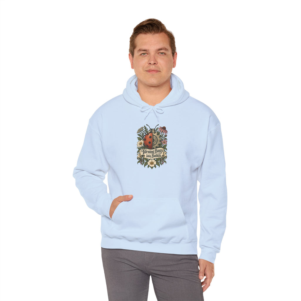 Turning Bugs into Builds Funny Programmer Hoodie