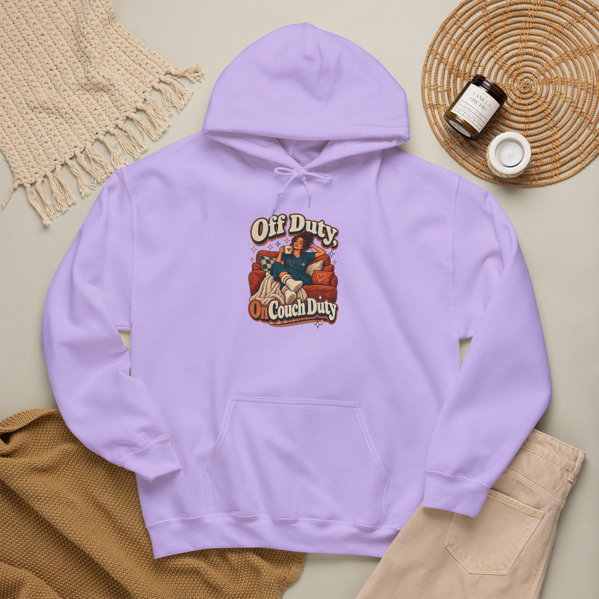 Off Duty, On Couch Duty Funny Nurse Hoodie