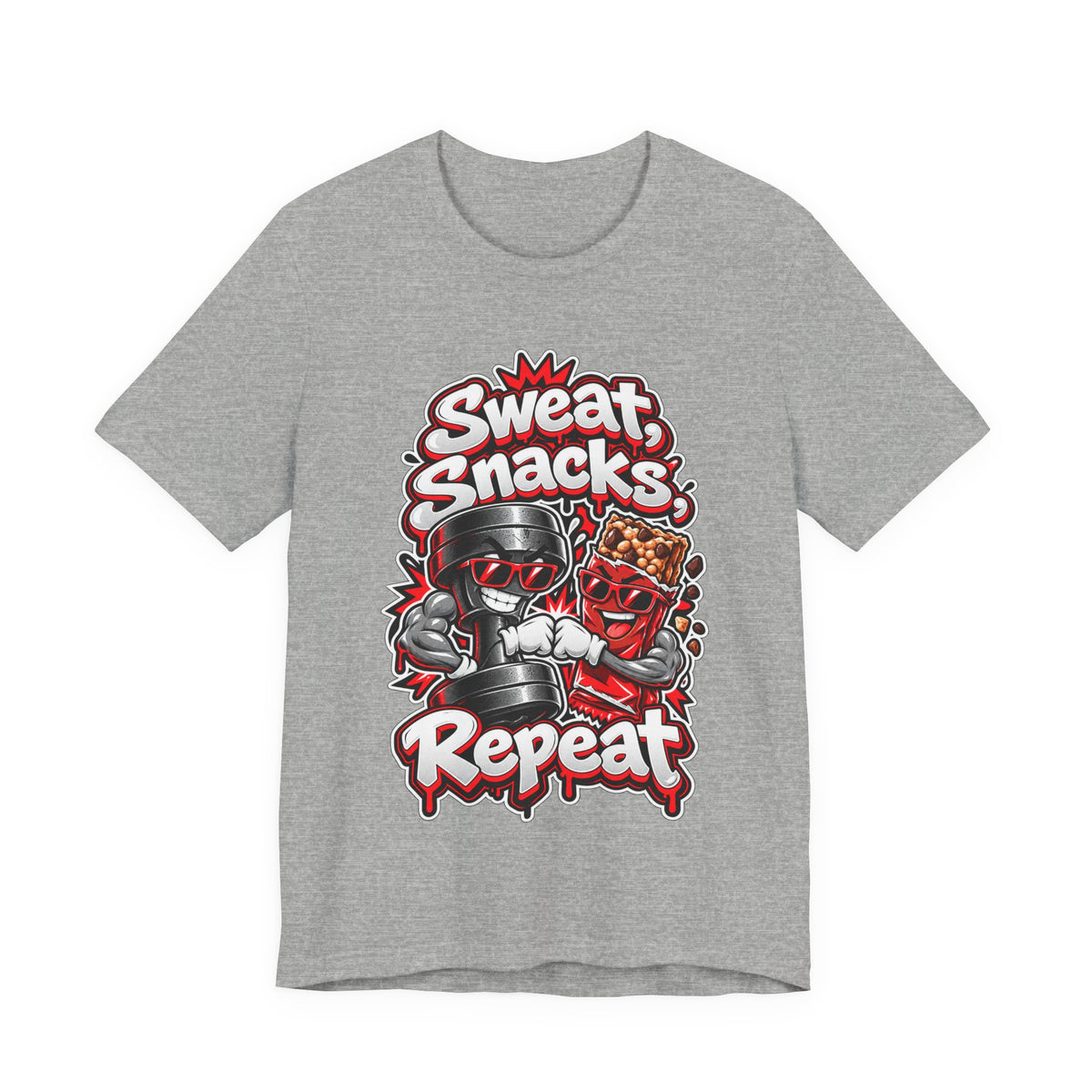 Sweat, Snacks, Repeat Funny Fitness T-Shirt