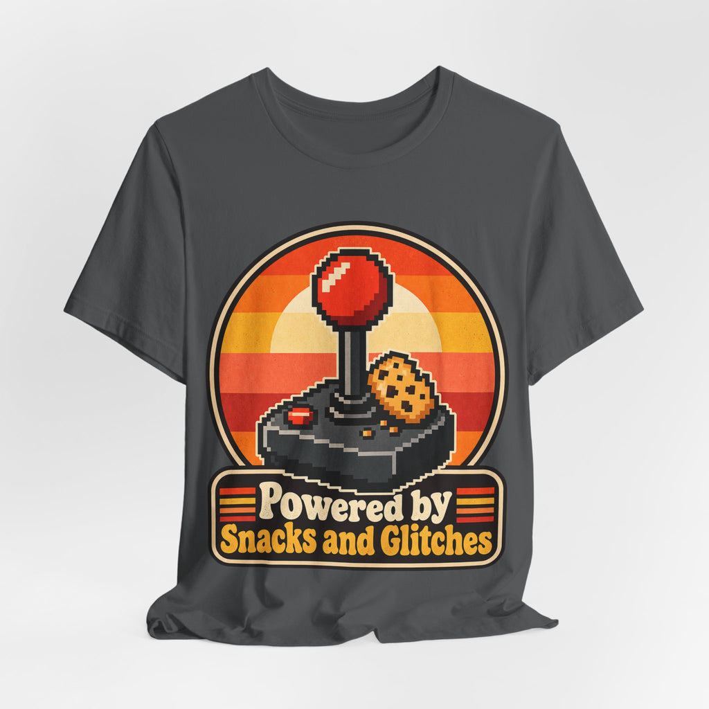 Powered by Snacks and Glitches Funny Gamer T-Shirt