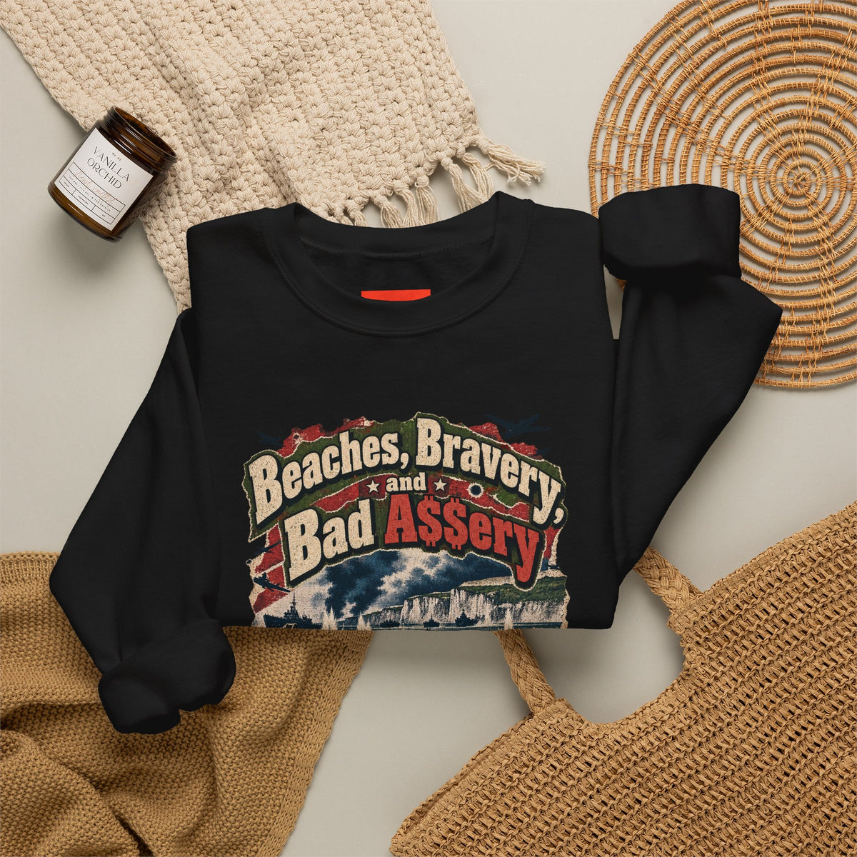 Beaches, Bravery, and Bad A$$ery Funny Beach Sweatshirt