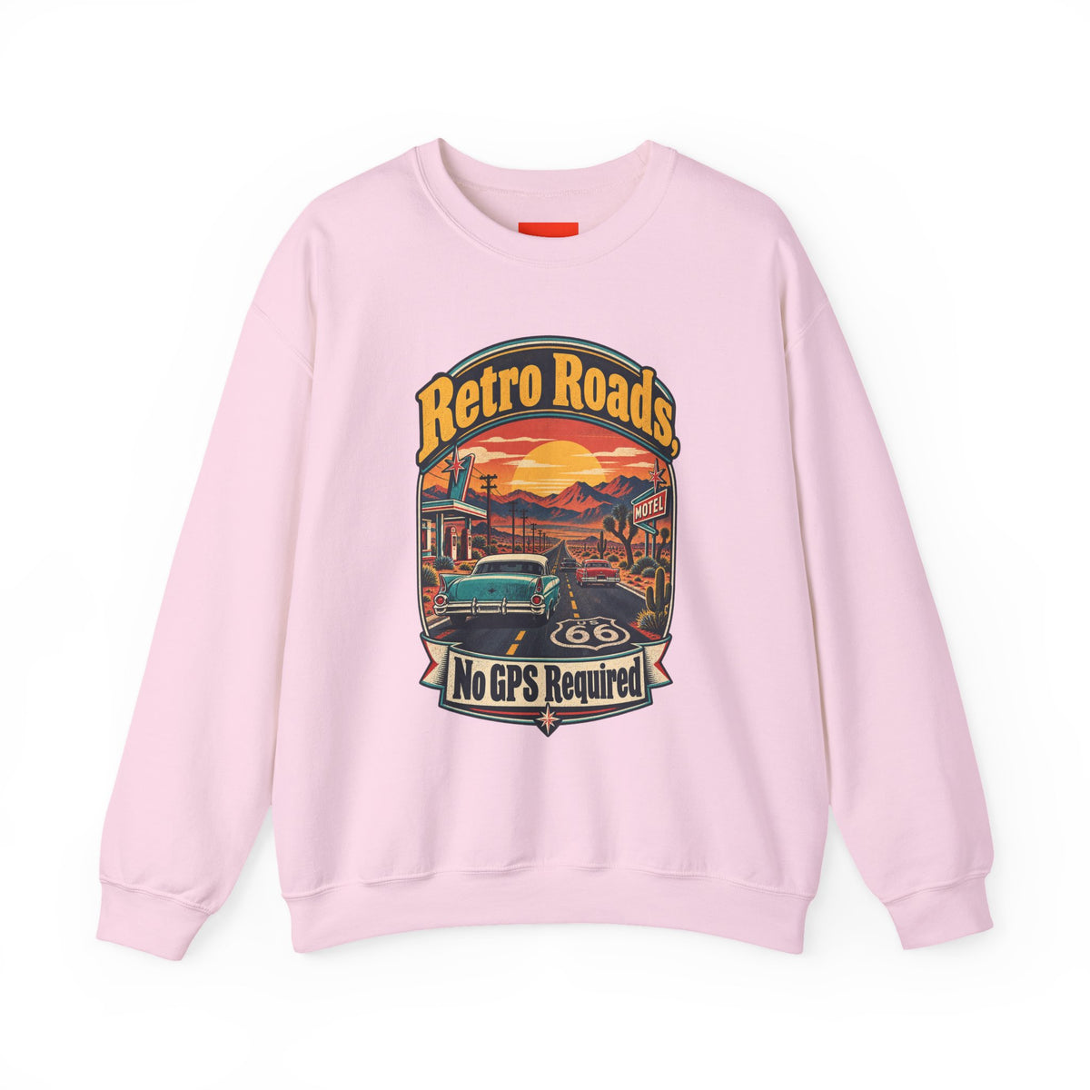 Retro Roads, No GPS Required Funny Vintage Travel Sweatshirt