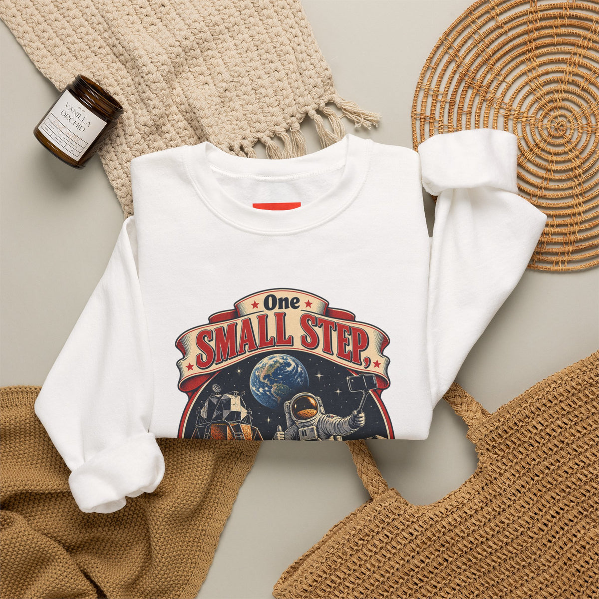 One Small Step, One Quick Selfie Funny Space Sweatshirt