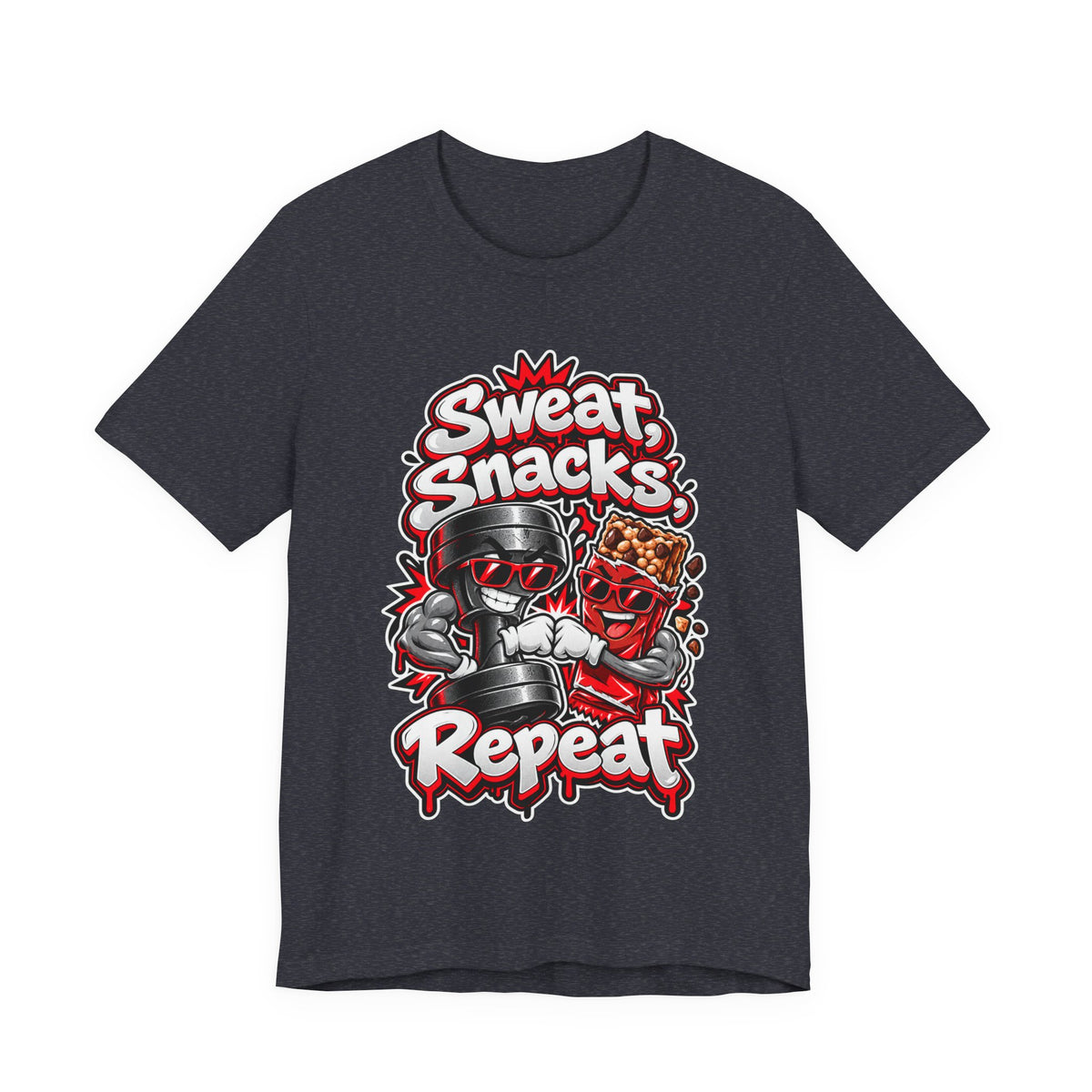 Sweat, Snacks, Repeat Funny Fitness T-Shirt