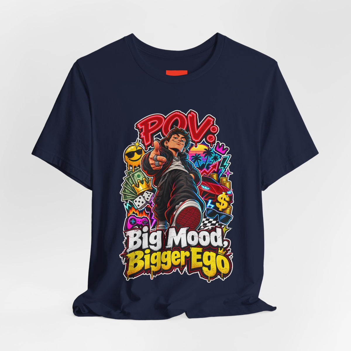 Big Mood, Bigger Ego Funny 80s Neon T-Shirt