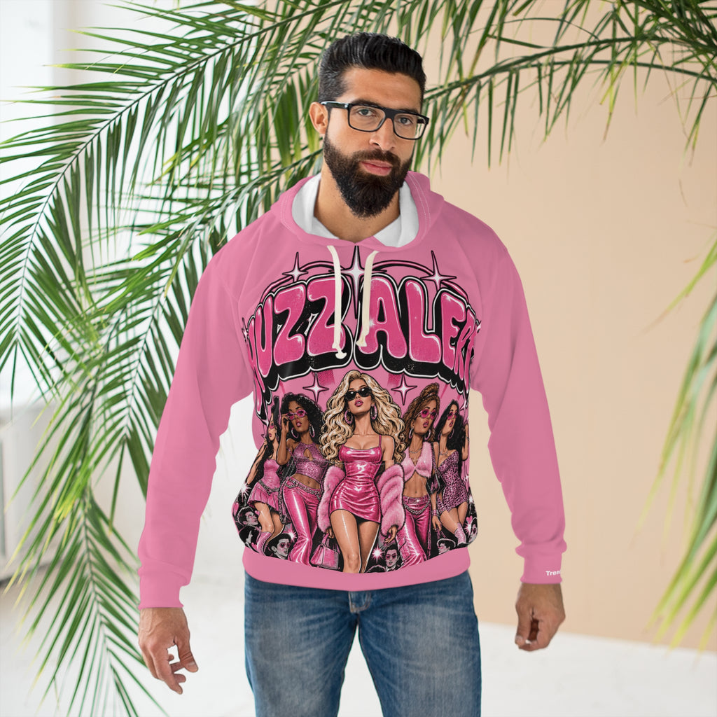 Huzz Alert Graphic Hoodie — Pink Pop-Star Girl Group Pullover