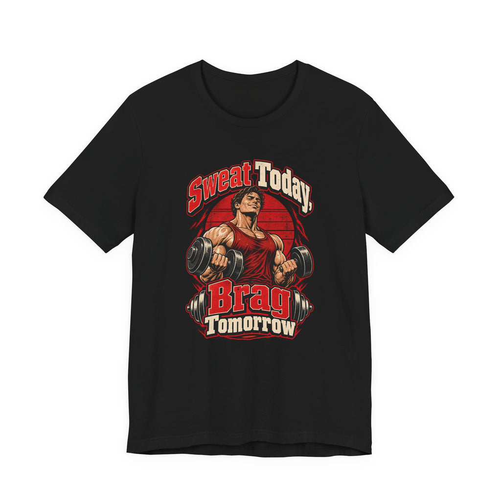 Sweat Today, Brag Tomorrow Funny Fitness T-Shirt