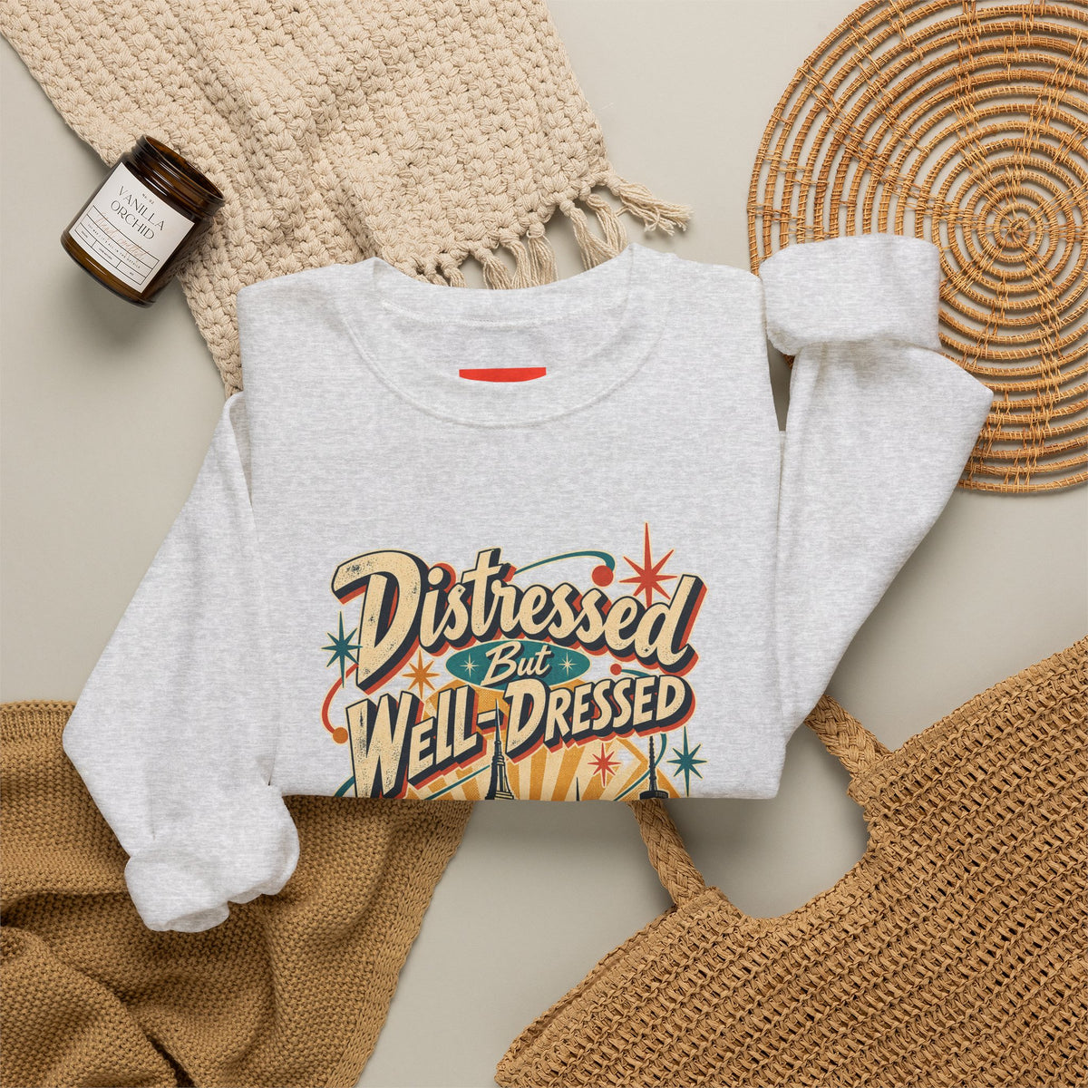 Distressed But Well-Dressed Funny Fashion Sweatshirt
