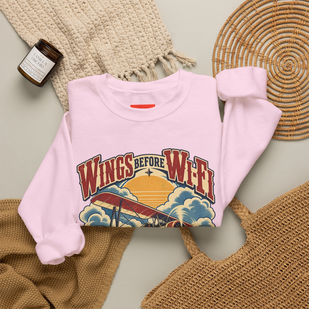 Wings Before Wi-Fi Funny Aviation Sweatshirt