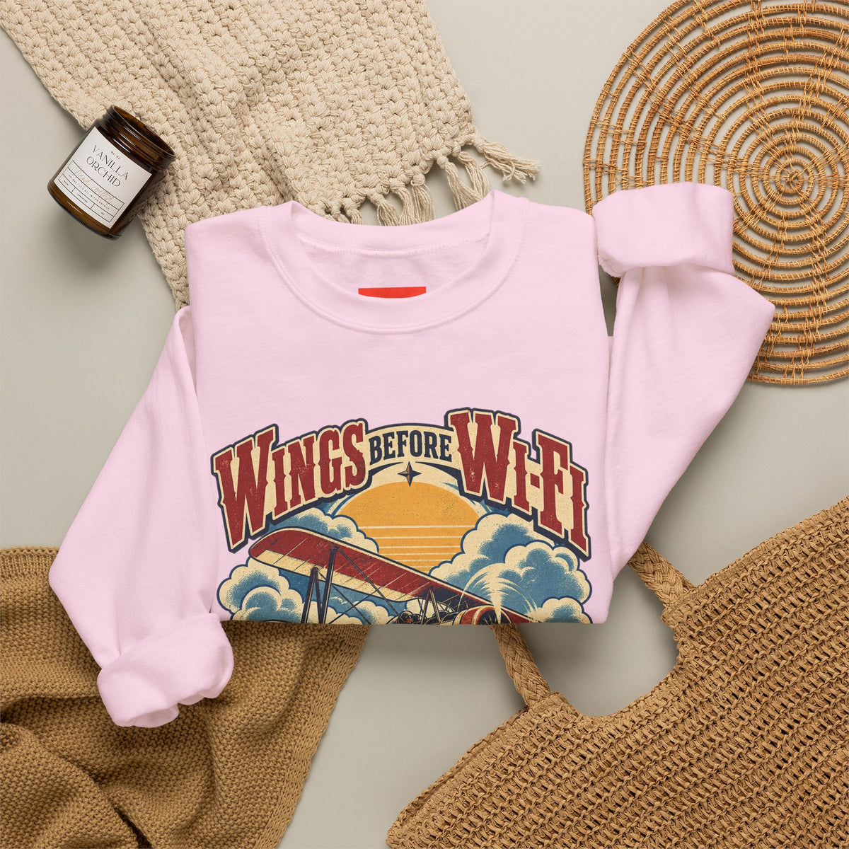 Wings Before Wi-Fi Funny Aviation Sweatshirt