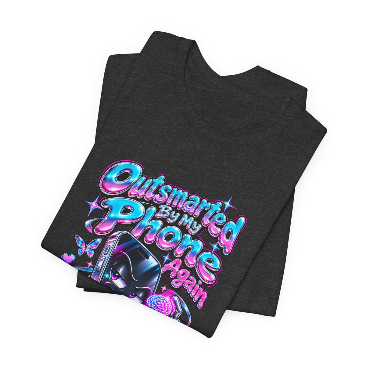 Outsmarted By My Phone Again Funny Tech T-Shirt