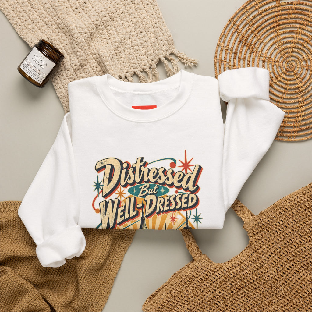 Distressed But Well-Dressed Funny Fashion Sweatshirt
