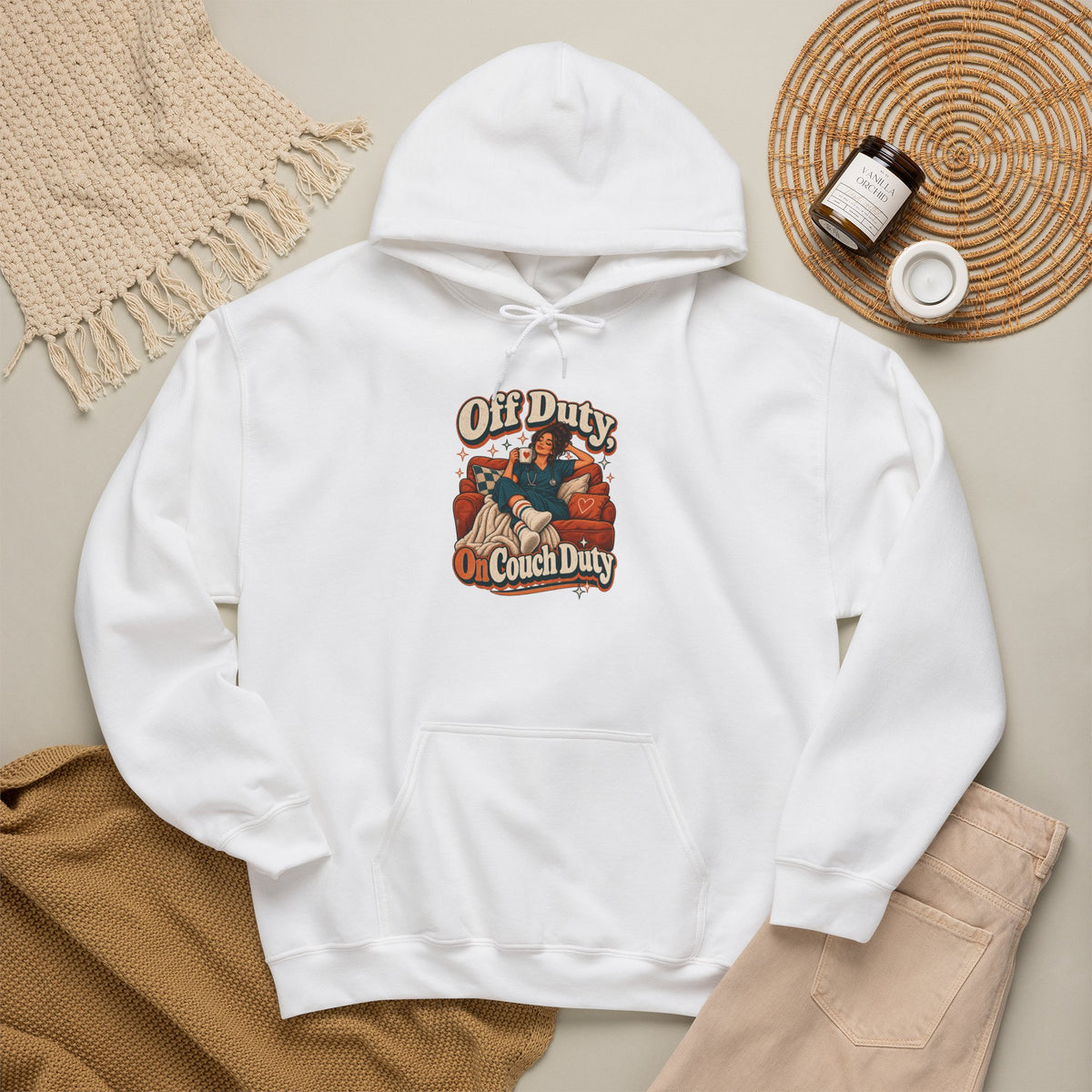 Off Duty, On Couch Duty Funny Nurse Hoodie