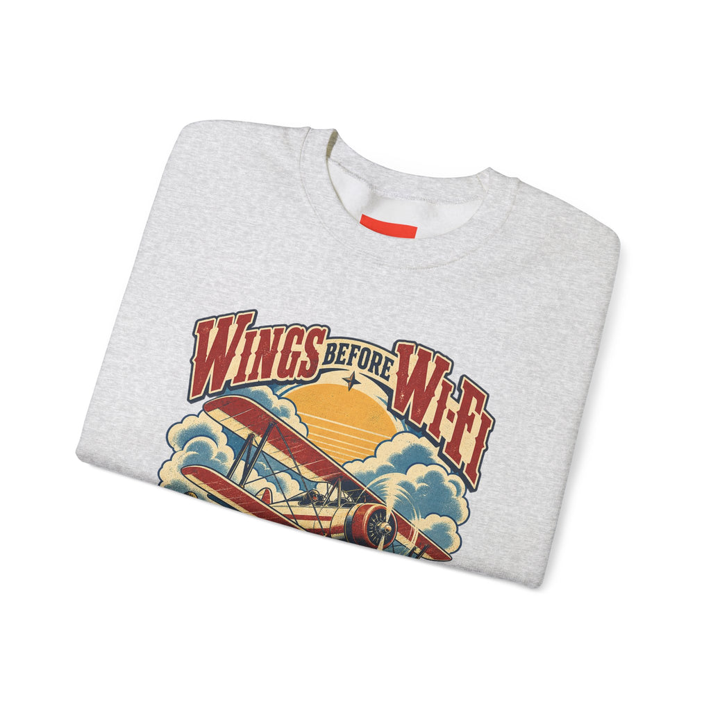 Wings Before Wi-Fi Funny Aviation Sweatshirt