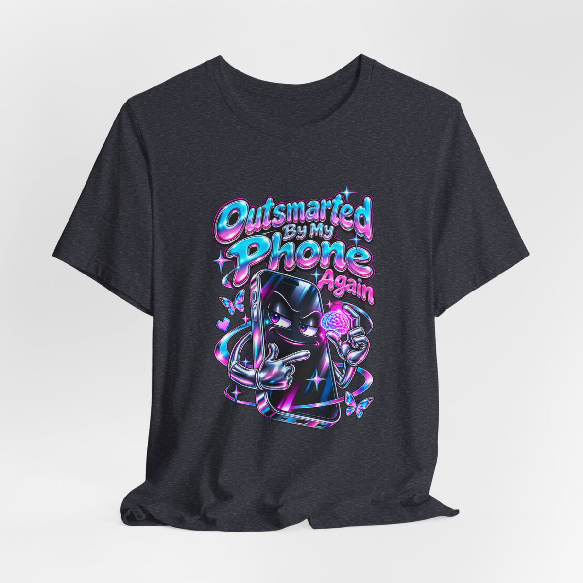 Outsmarted By My Phone Again Funny Tech T-Shirt