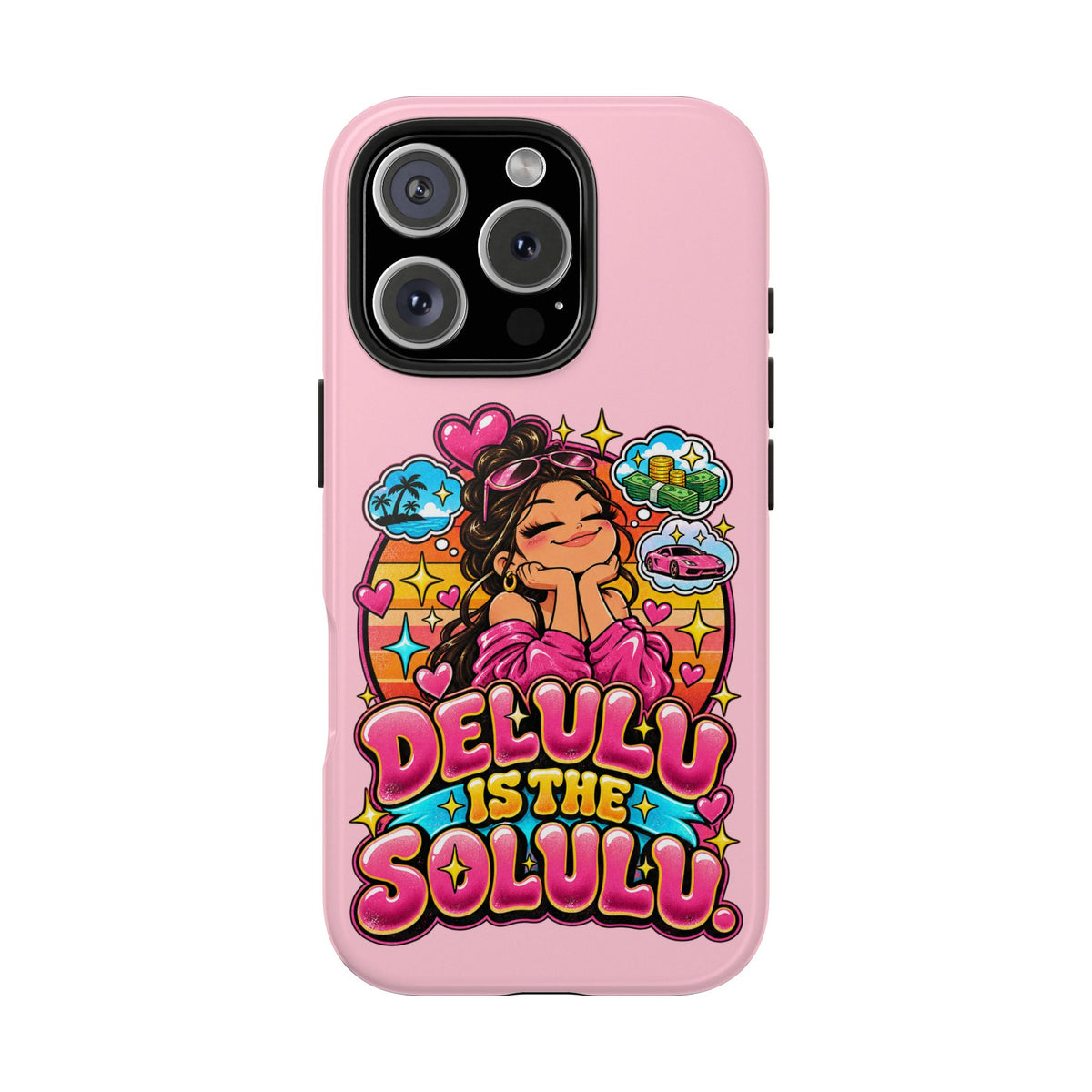 Delulu Is the Solulu Pink Tough Phone Case — Kawaii Cute Protective Case
