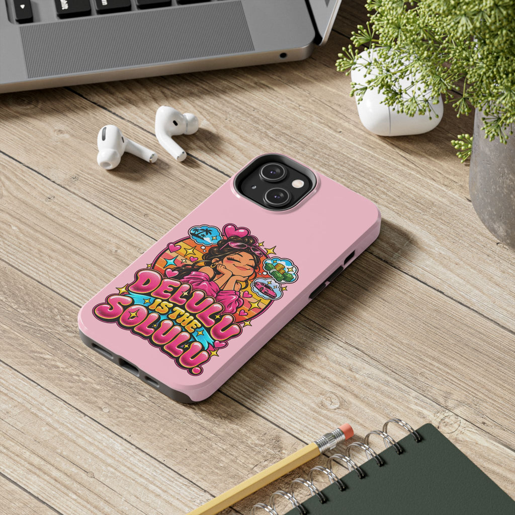 Delulu Is the Solulu Pink Tough Phone Case — Kawaii Cute Protective Case
