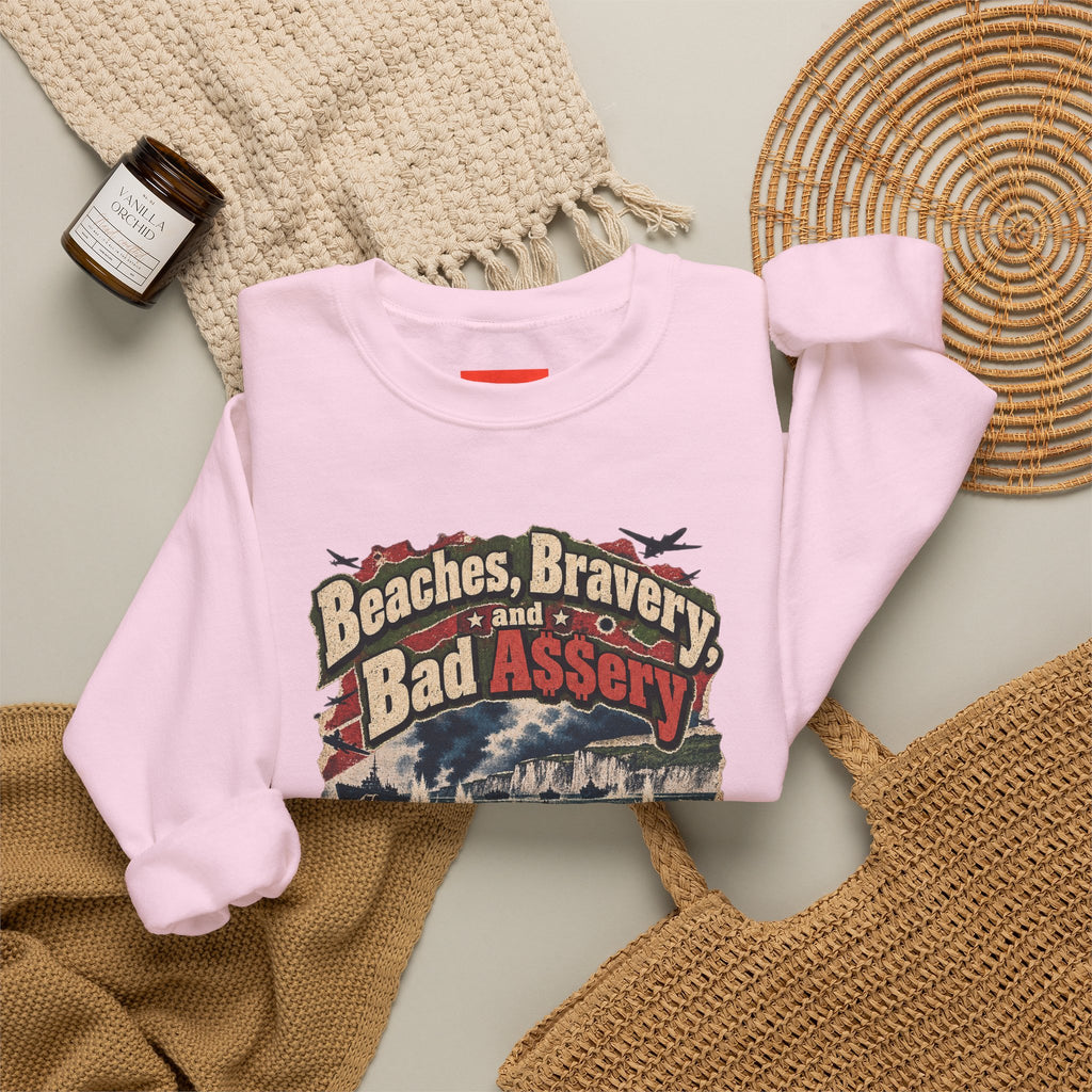 Beaches, Bravery, and Bad A$$ery Funny Beach Sweatshirt