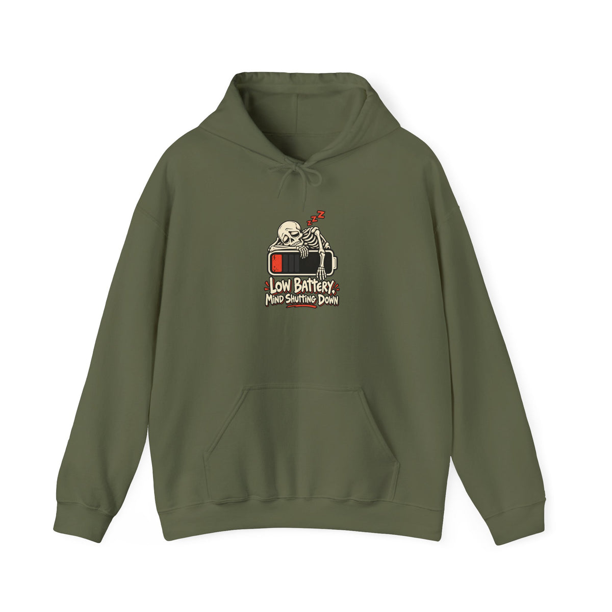 Low Battery, Mind Shutting Down Funny Self-Deprecating Hoodie