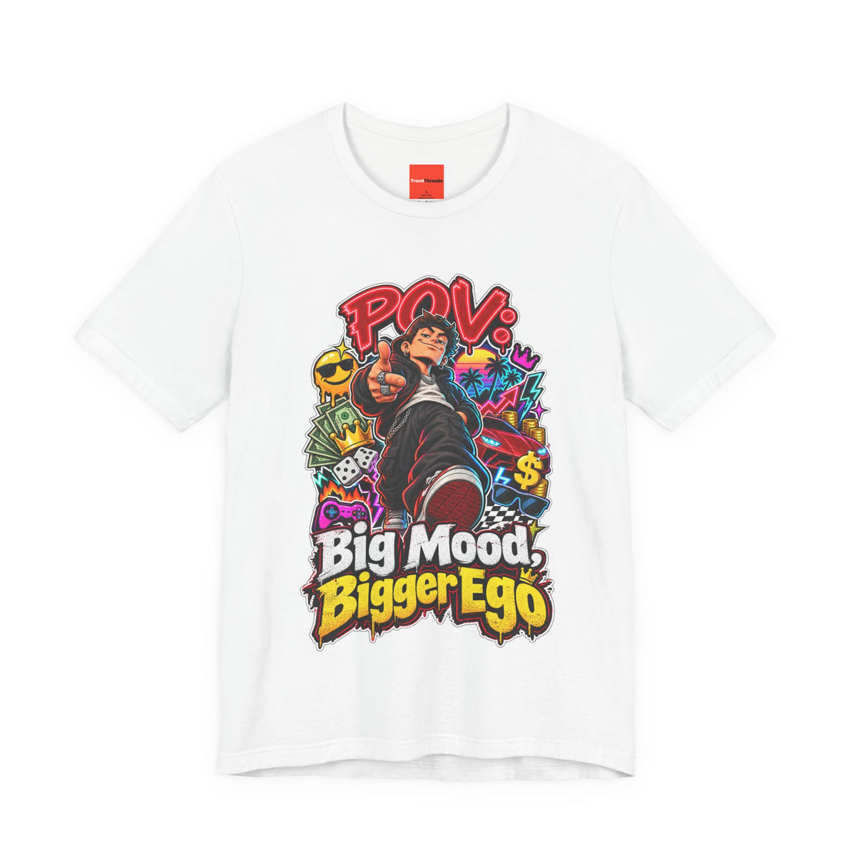 Big Mood, Bigger Ego Funny 80s Neon T-Shirt