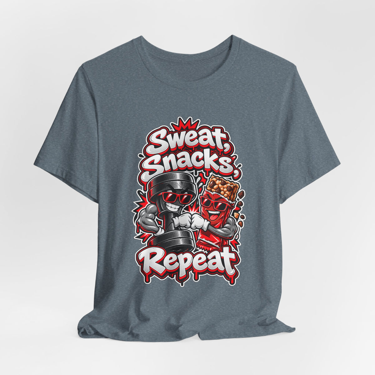 Sweat, Snacks, Repeat Funny Fitness T-Shirt
