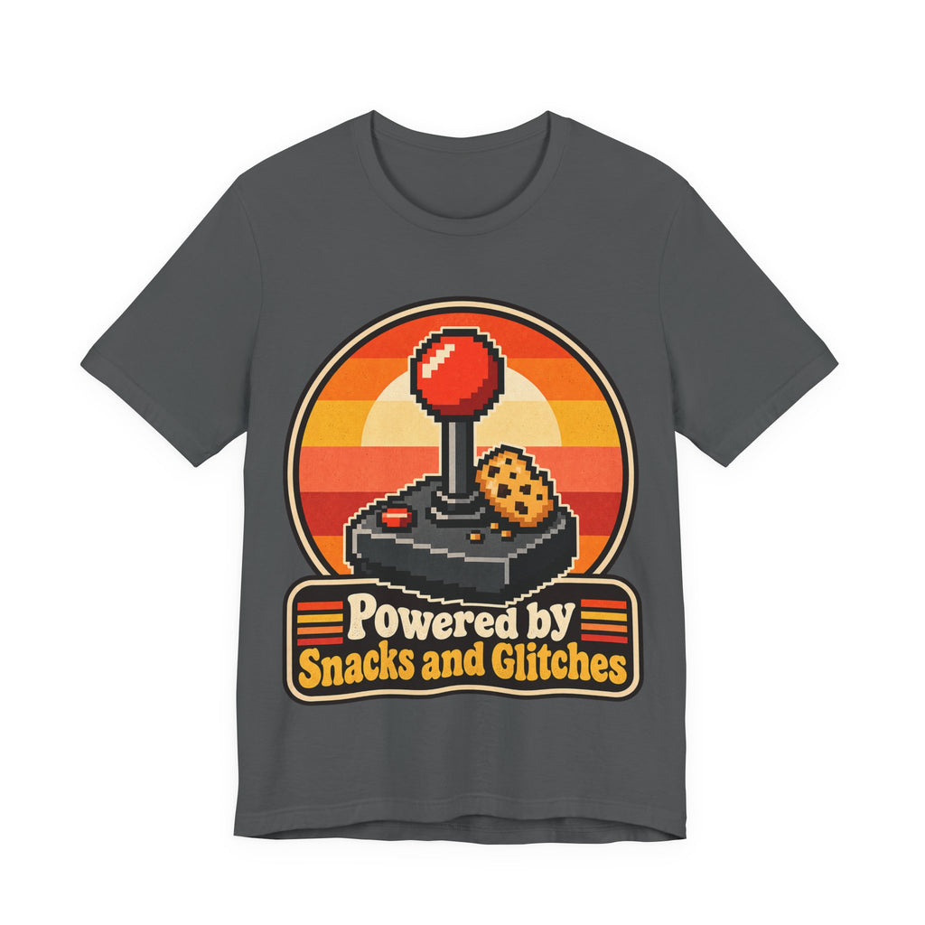 Powered by Snacks and Glitches Funny Gamer T-Shirt
