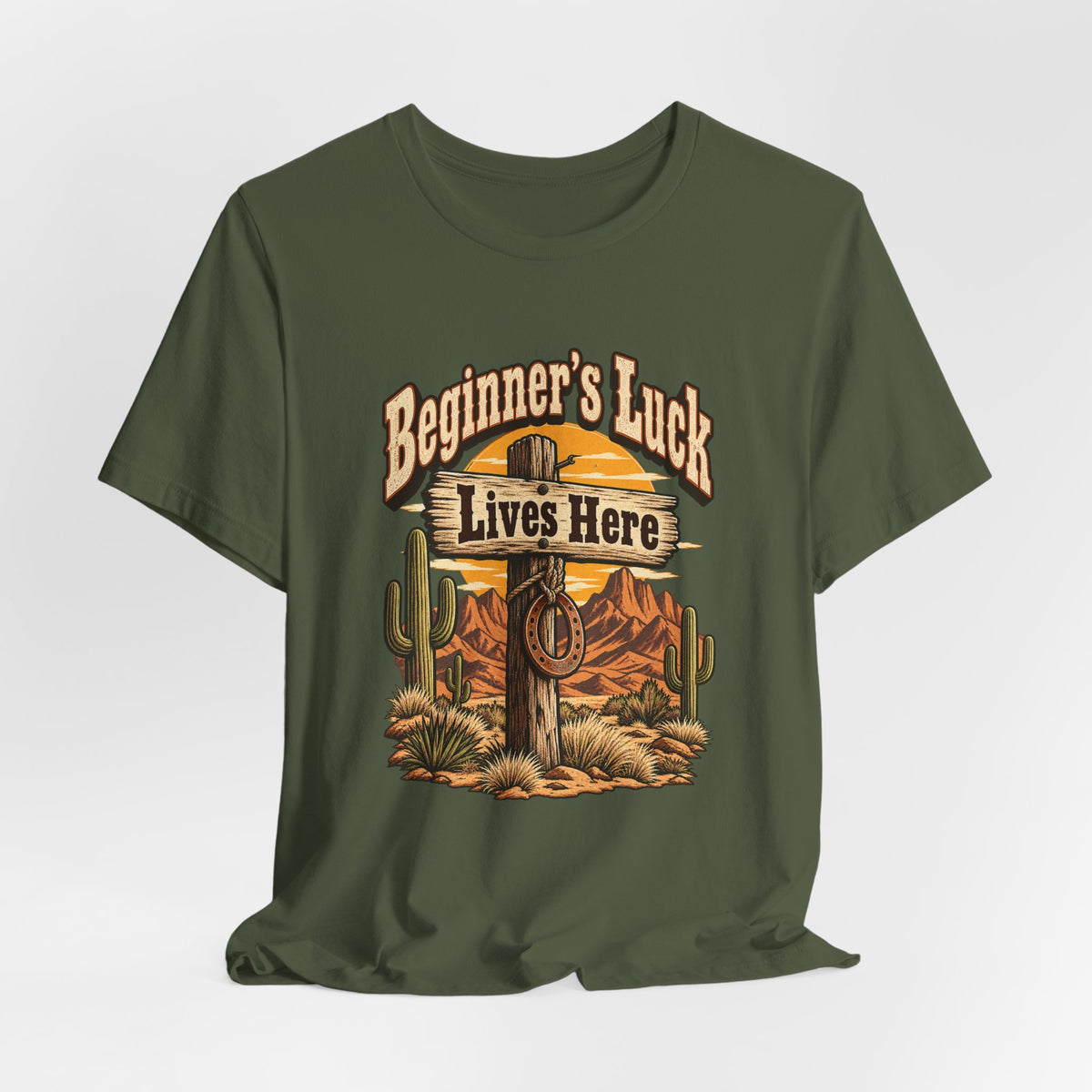 Beginner’s Luck Lives Here Funny Western Ranch T-Shirt