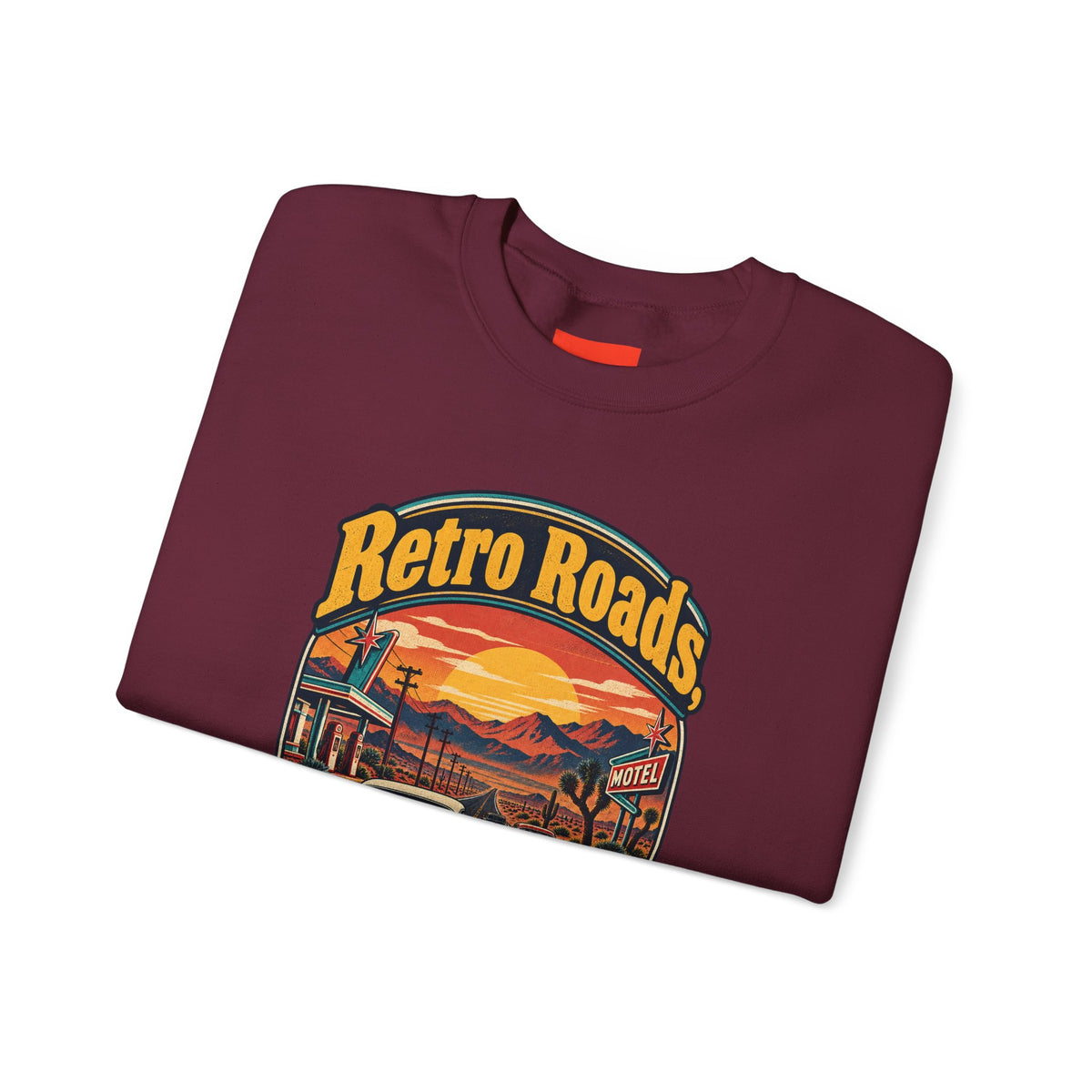 Retro Roads, No GPS Required Funny Vintage Travel Sweatshirt