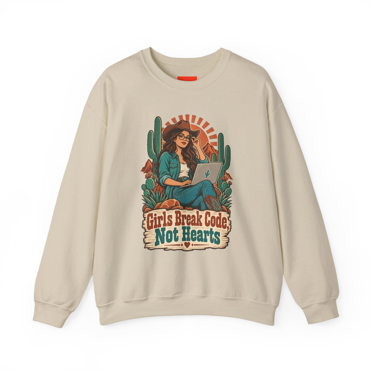 Girls Break Code, Not Hearts Funny Programmer Sweatshirt