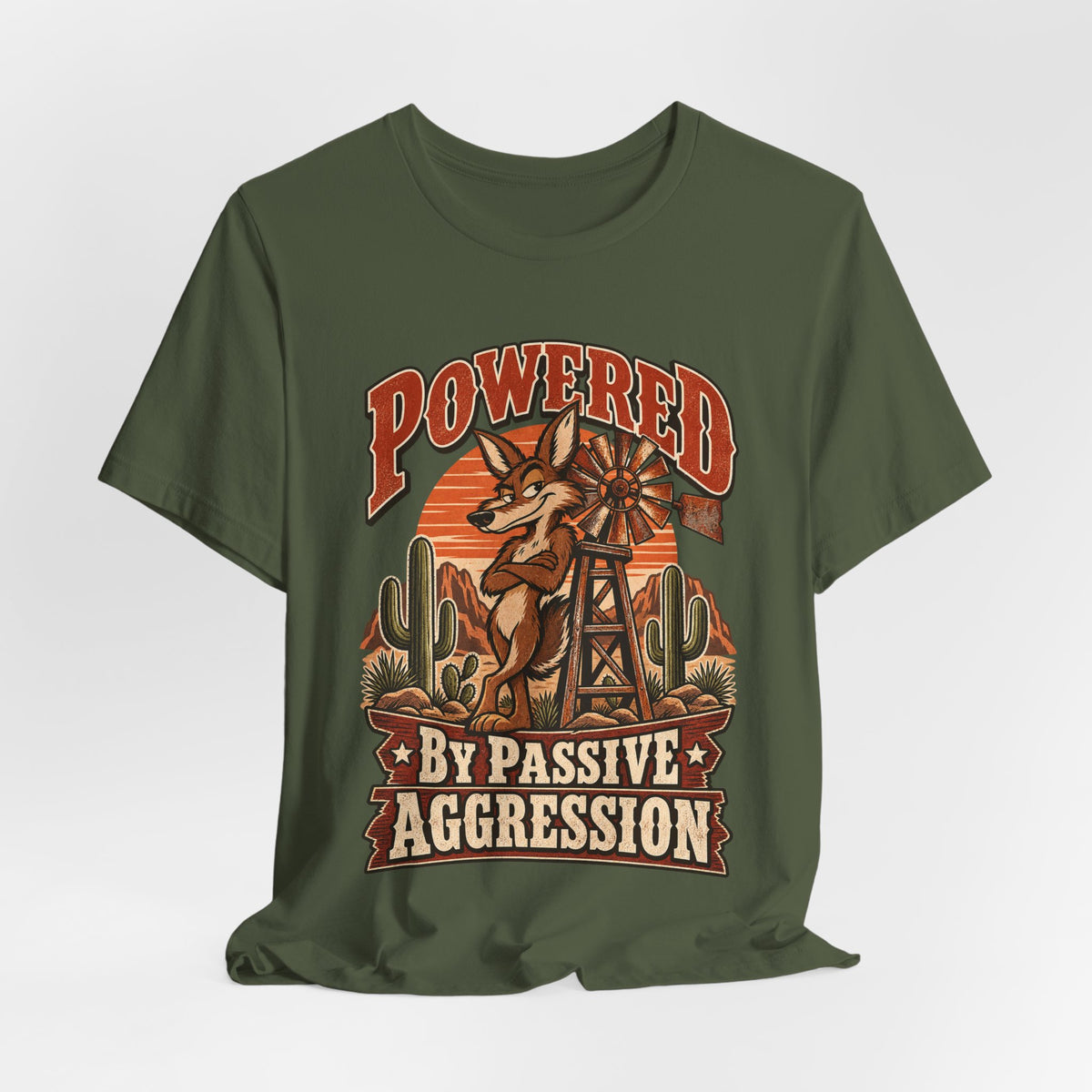 Powered By Passive Aggression Funny Western Ranch T-Shirt