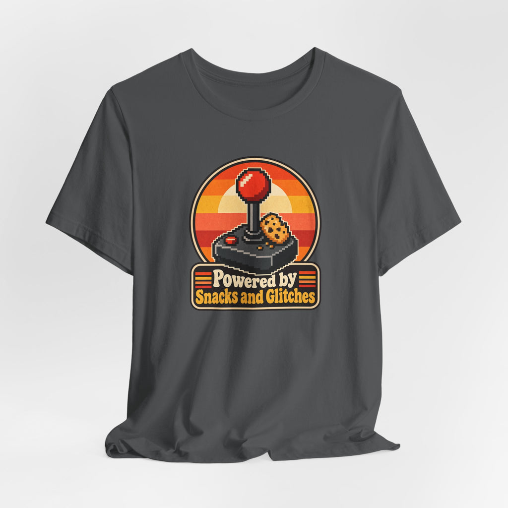 Powered by Snacks and Glitches Funny Gamer T-Shirt
