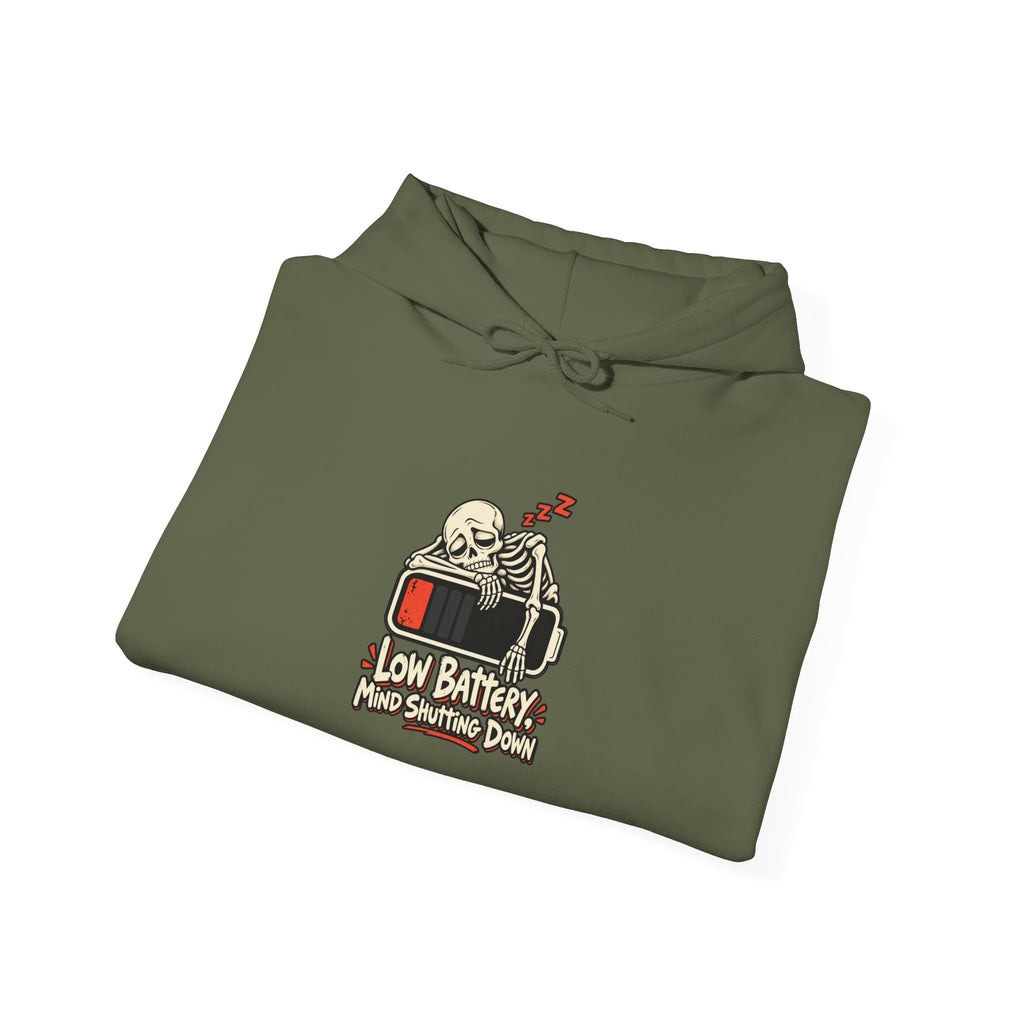Low Battery, Mind Shutting Down Funny Self-Deprecating Hoodie