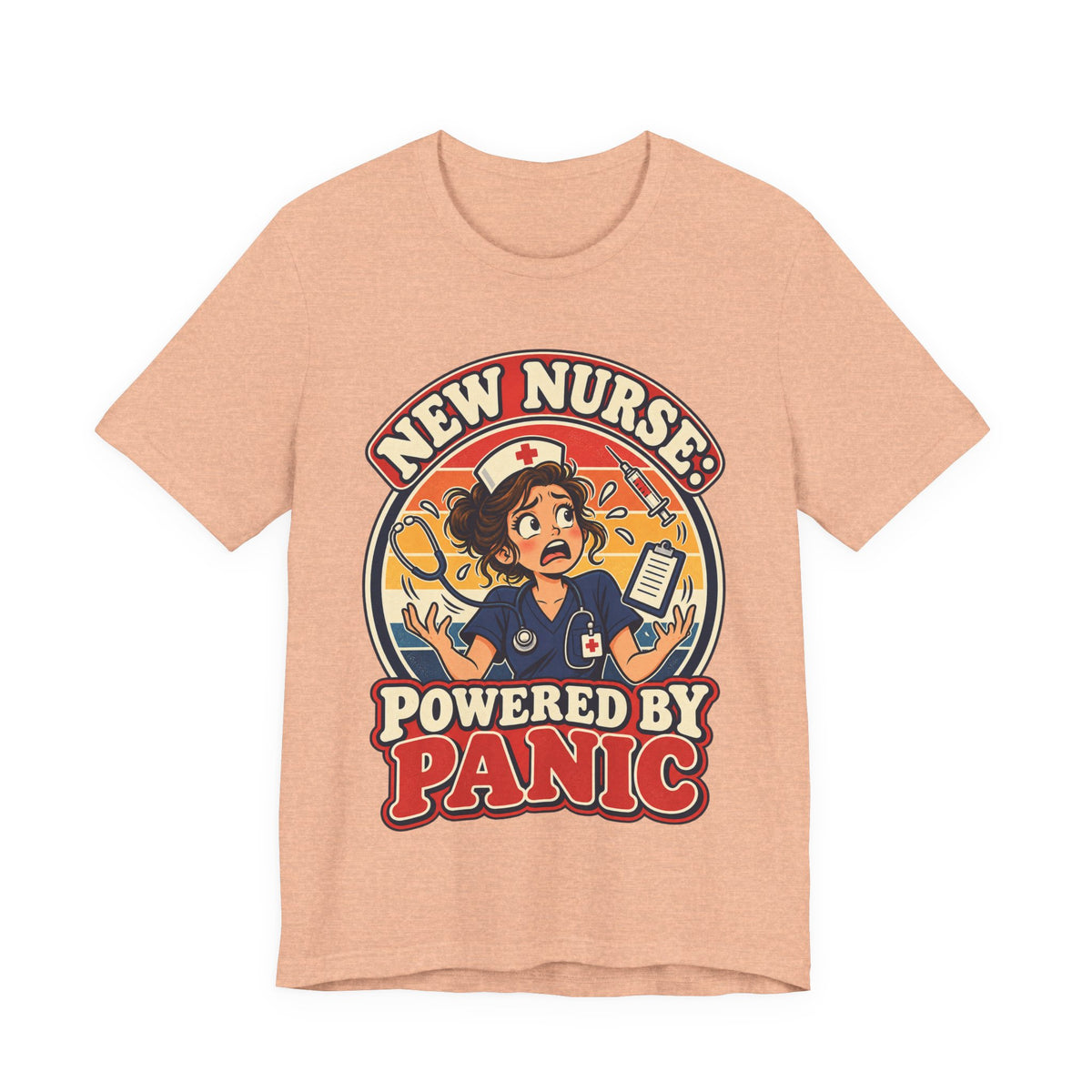 New Nurse: Powered by Panic Funny Nurse Humor T-Shirt