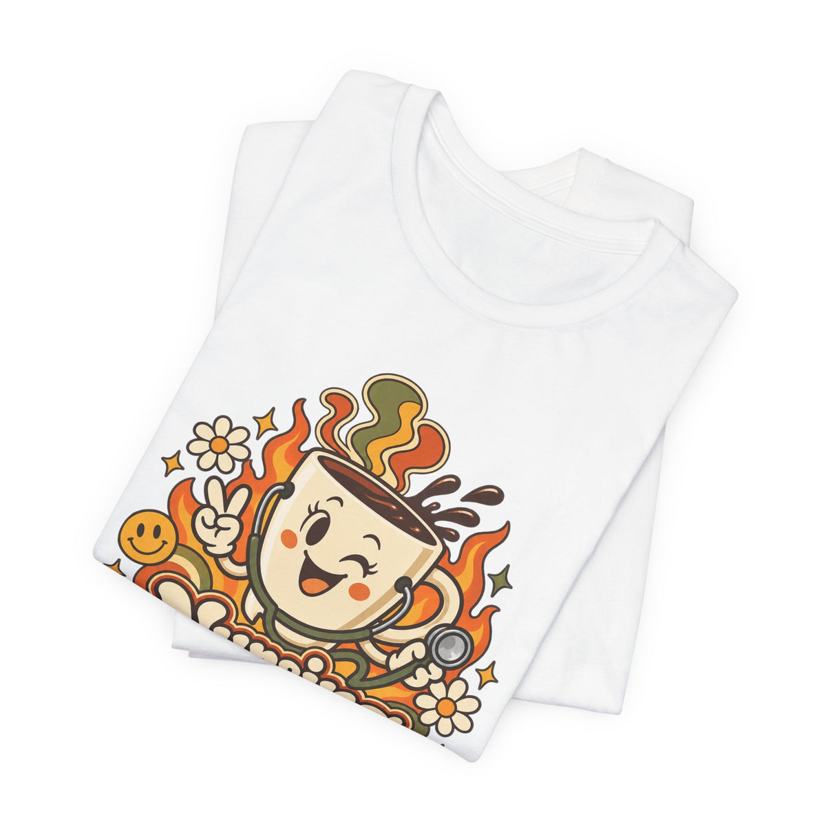 Nursing: Powered by Caffeine & Chaos Funny Nurse T-Shirt